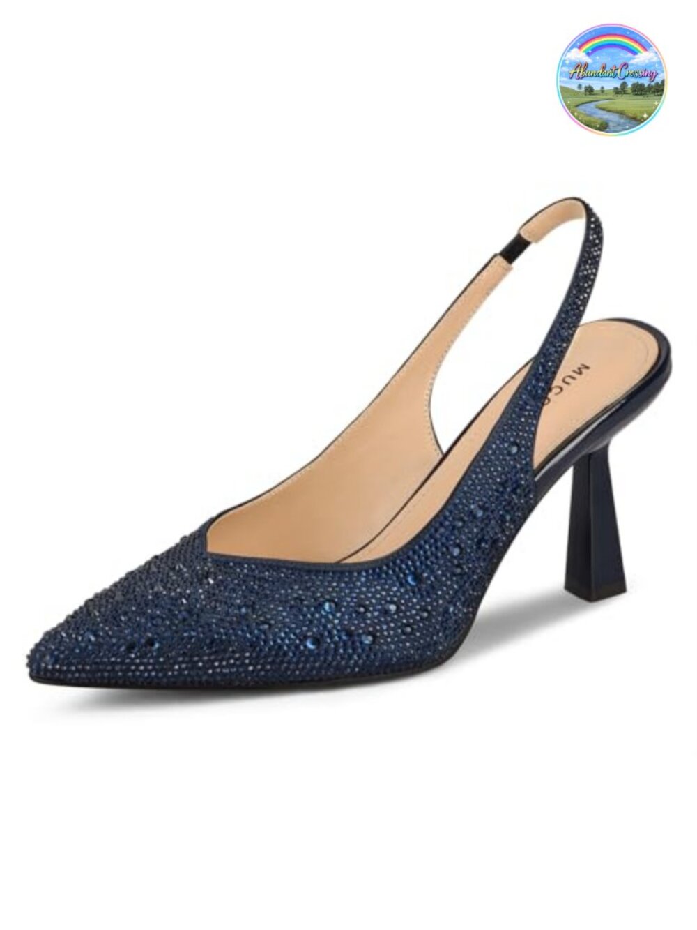 MUCCCUTE Kitten Heels Women Rhinestones Slingback Pointe Toe Pumps Wedding